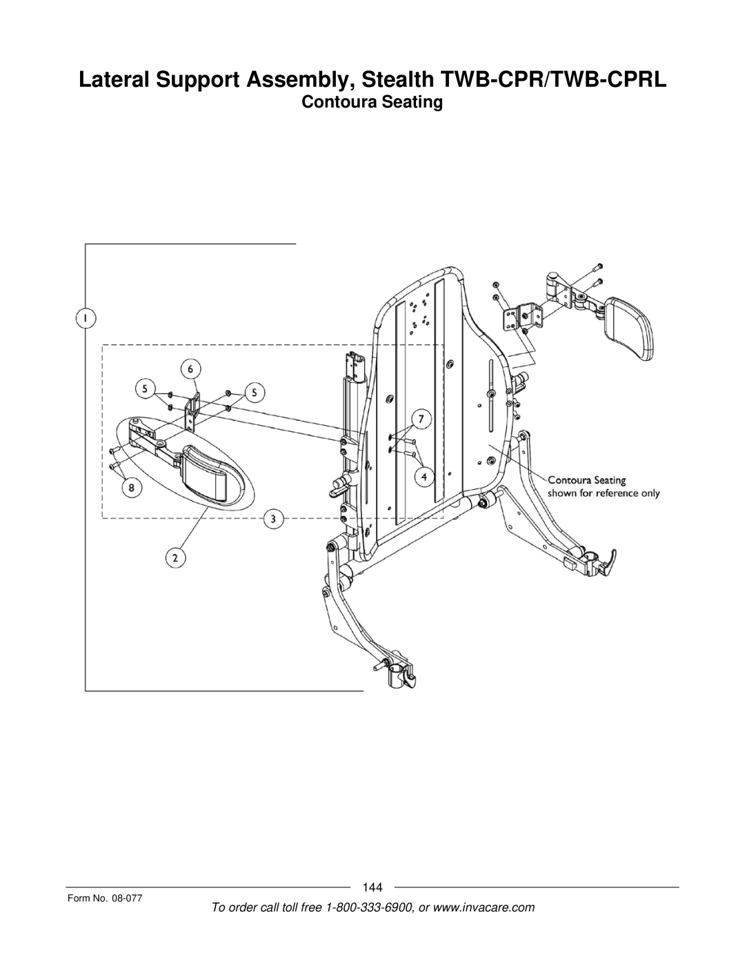 Invacare TDX SPREE manual Lateral Support Assembly, Stealth TWB-CPR/TWB-CPRL 