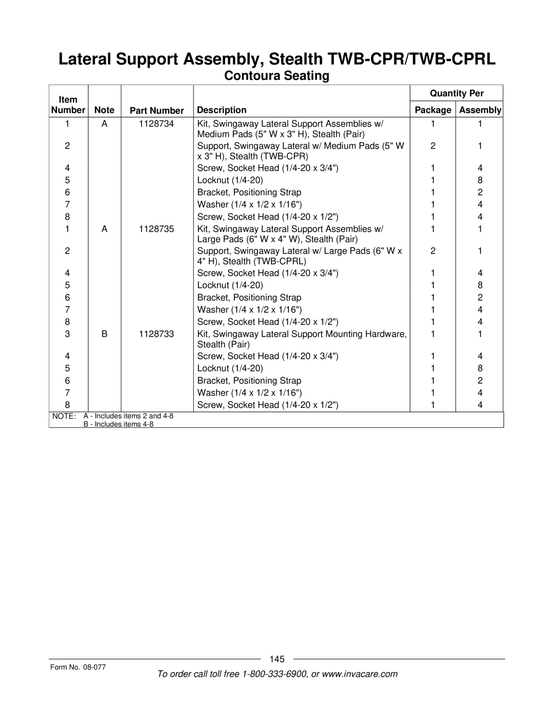 Invacare TDX SPREE manual 145 