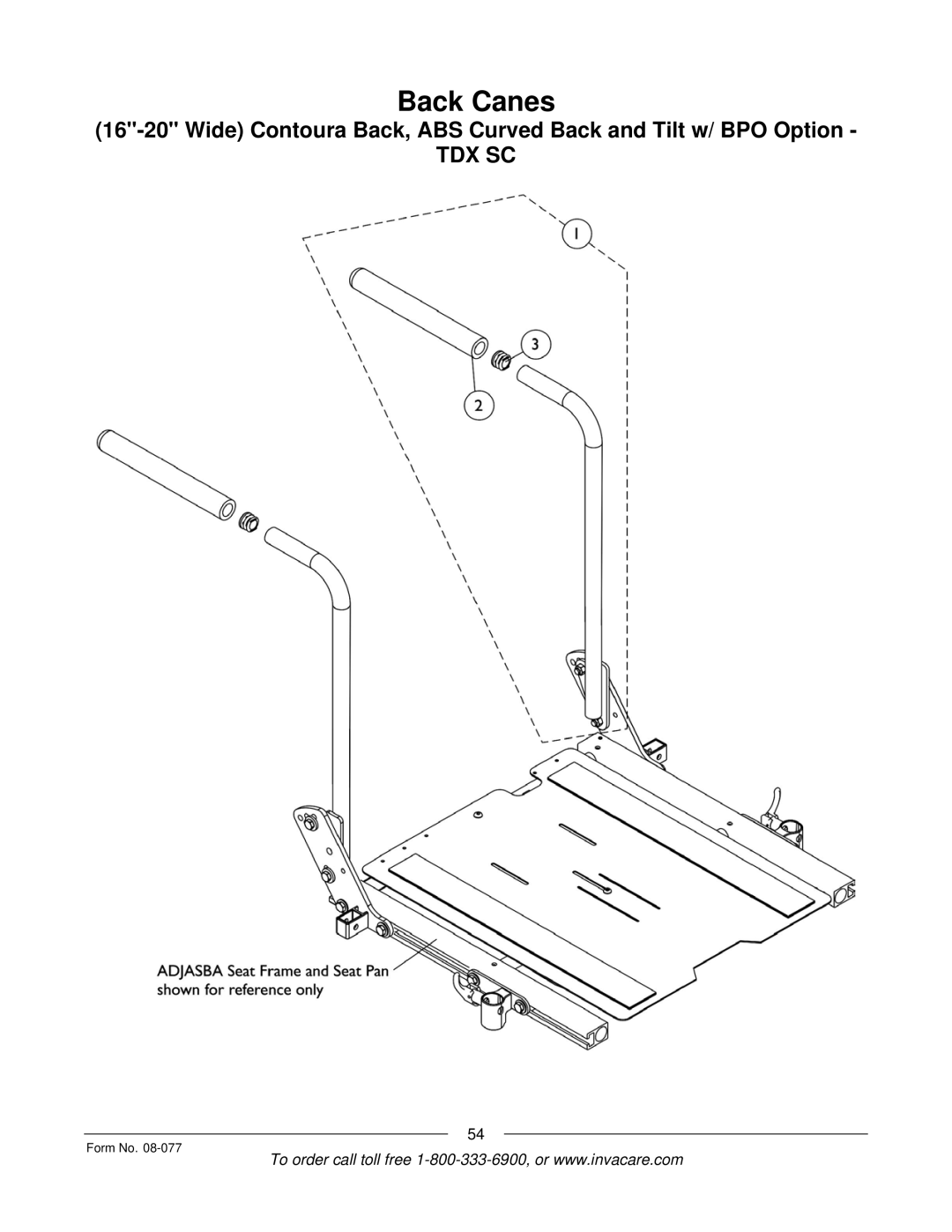 Invacare TDX SPREE manual Back Canes 