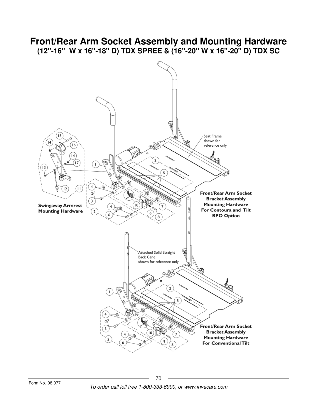 Invacare TDX SPREE manual X 16-18 D TDX Spree & 16-20 W x 16-20 D TDX SC 