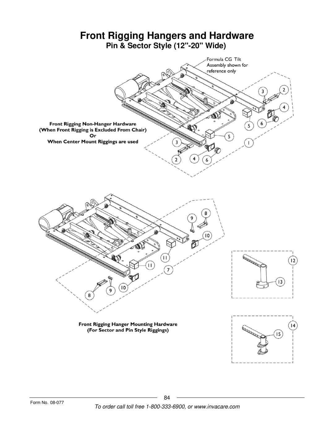 Invacare TDX SPREE manual Front Rigging Hangers and Hardware 