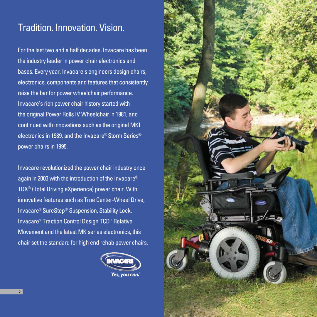 Invacare TDX SC, TDX SR, TDX SPREE manual Tradition. Innovation. Vision 