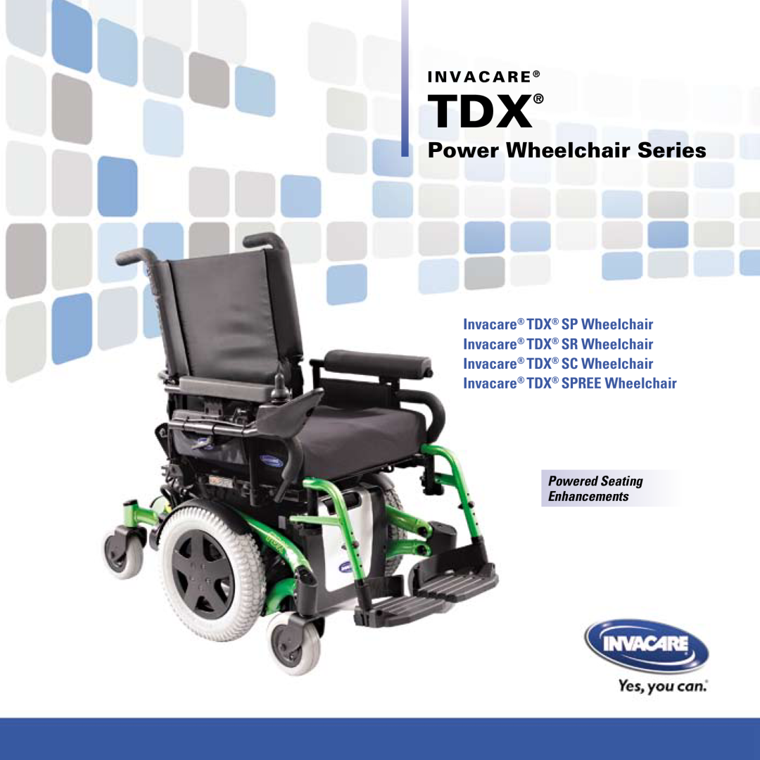 Invacare TDX SPREE manual Invacare TDX SP Wheelchair Invacare TDX SR Wheelchair, Power Wheelchair Series, I N V A C A R E 