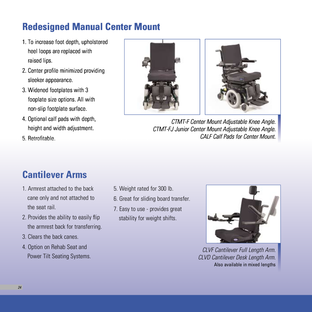 Invacare TDX SR, TDX SPREE Redesigned Manual Center Mount, Cantilever Arms, Retrofitable, CALF Calf Pads for Center Mount 