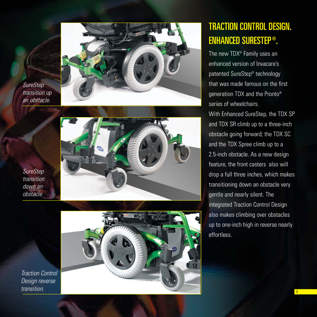 Invacare TDXSC, TDXSR, TDXSP manual SureStep transition down an obstacle 