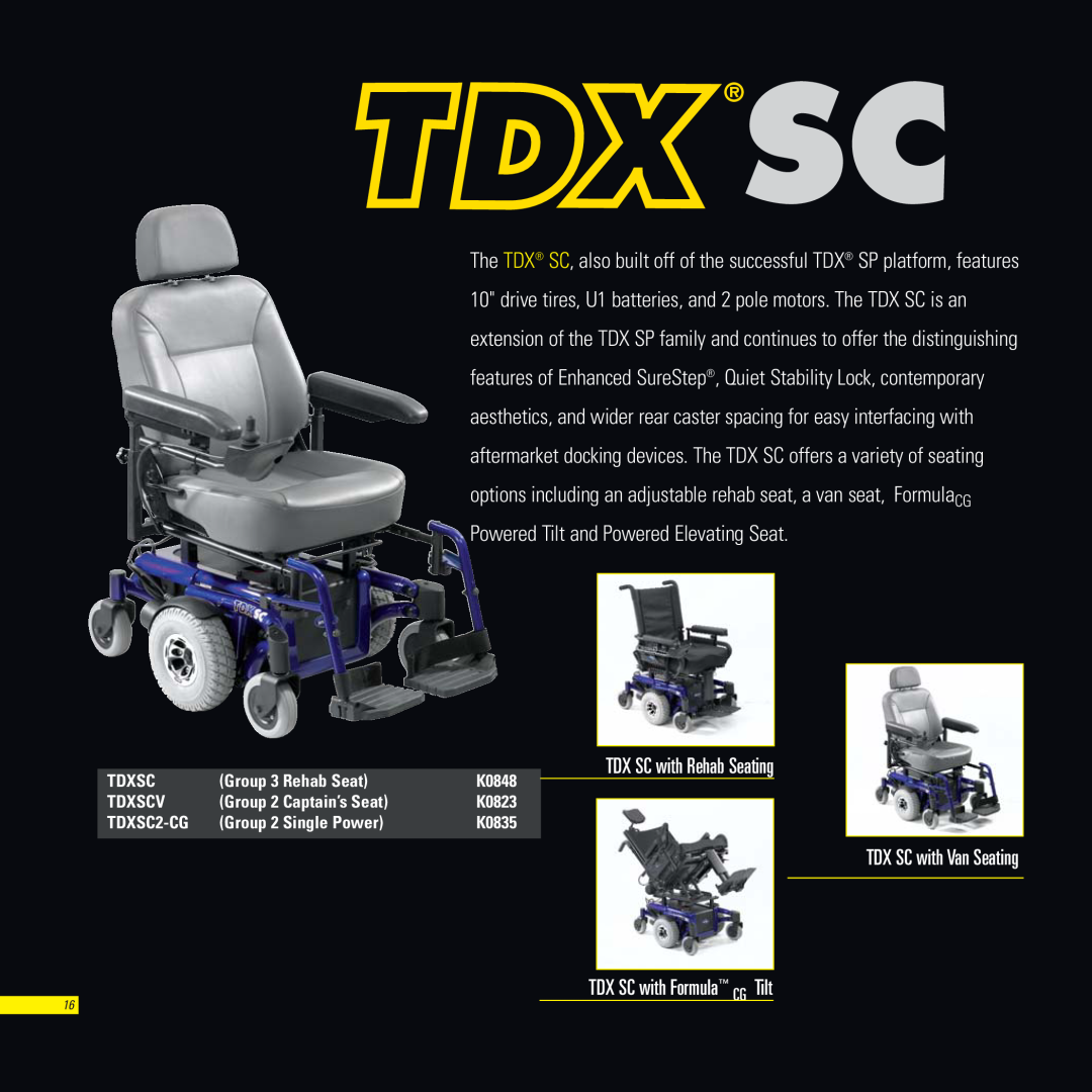 Invacare TDXSP, TDXSR, TDXSC manual TDX SC with Rehab Seating, TDX SC with Formula CG Tilt, TDX SC with Van Seating 