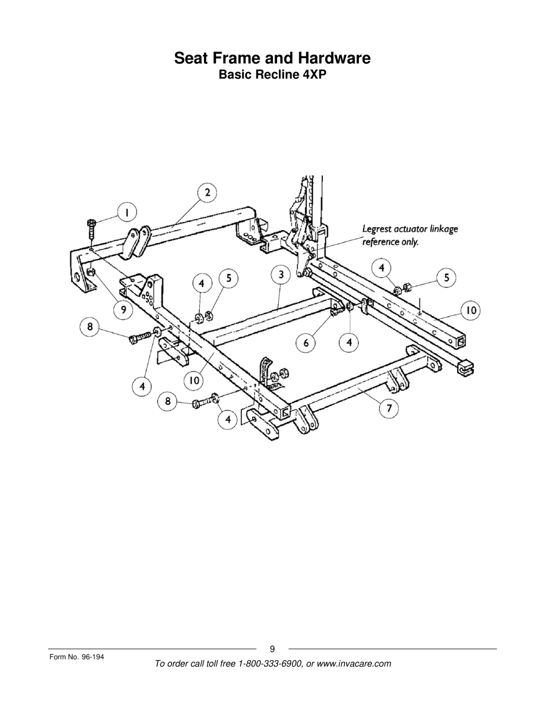 Invacare Tilt/Recline, Tilt Only, Recline Only, Basic Tilt manual Basic Recline 4XP 