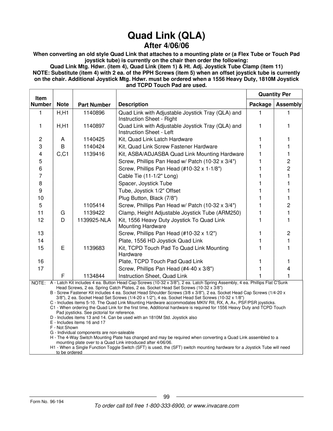 Invacare Tilt/Recline, Tilt Only, Recline Only, Recline 4XP, Basic Tilt manual Includes 4 ea. Button 