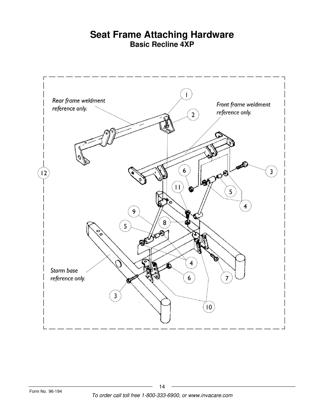 Invacare Tilt/Recline, Tilt Only, Recline Only, Basic Tilt manual Basic Recline 4XP 