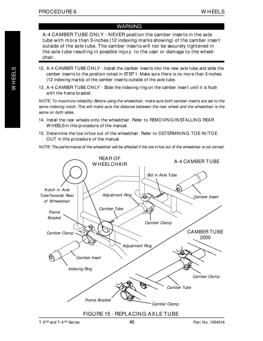 Invacare Top End T-3 manual Replacing Axle Tube 