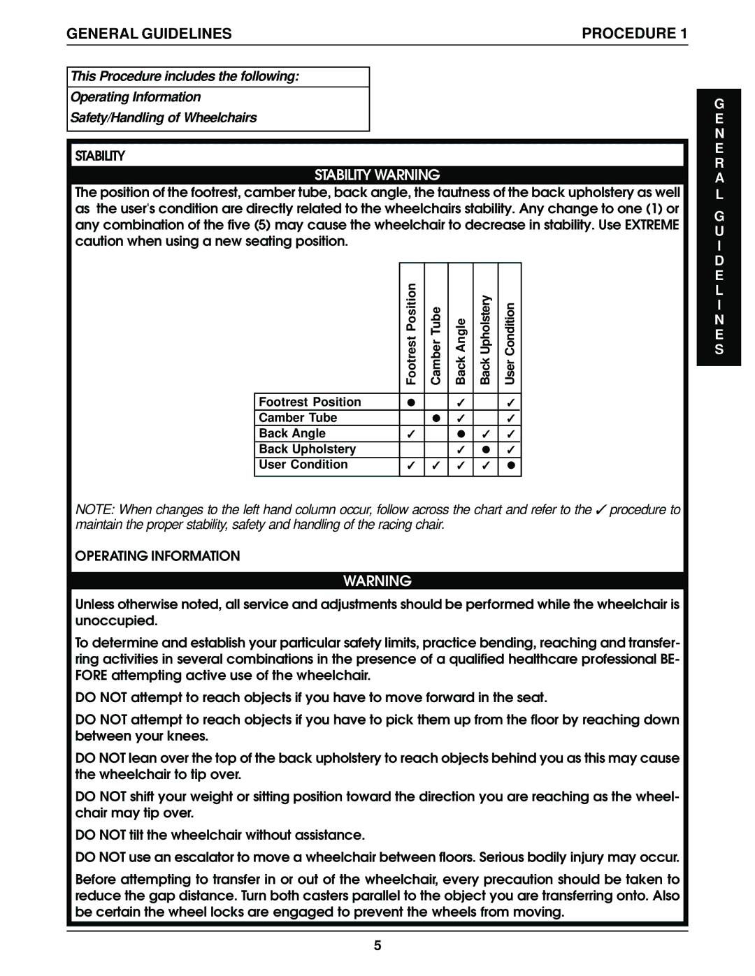 Invacare Top End Terminator Jr manual General Guidelines 