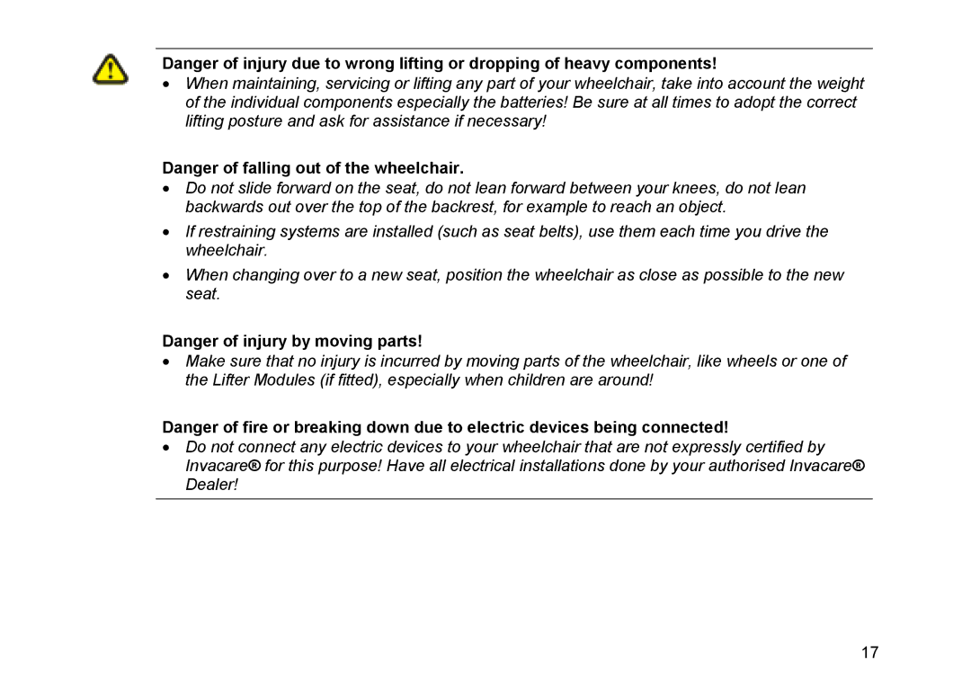 Invacare Topan user manual 