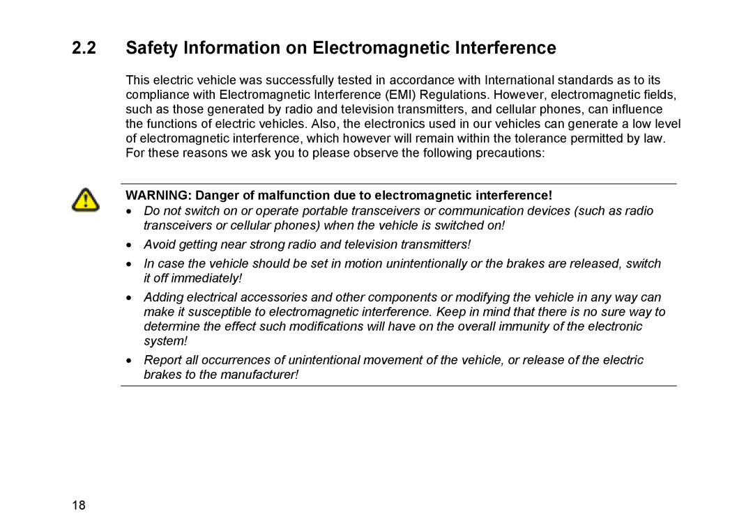 Invacare Topan user manual Safety Information on Electromagnetic Interference 