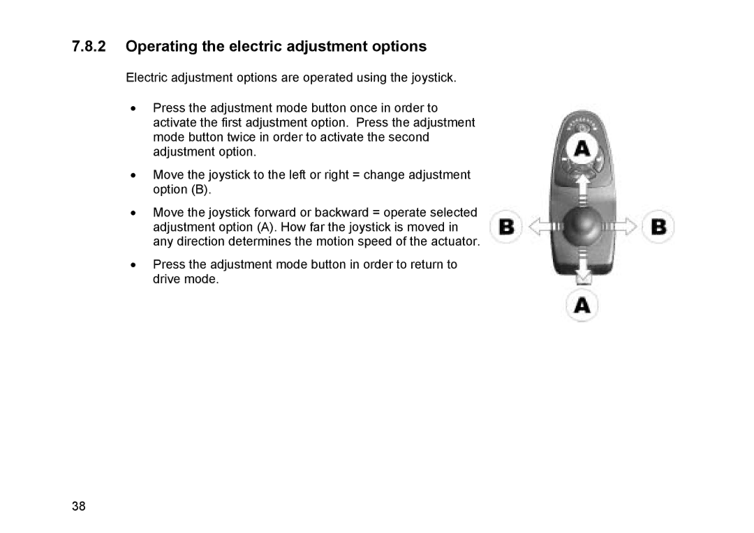 Invacare Topan user manual Operating the electric adjustment options 