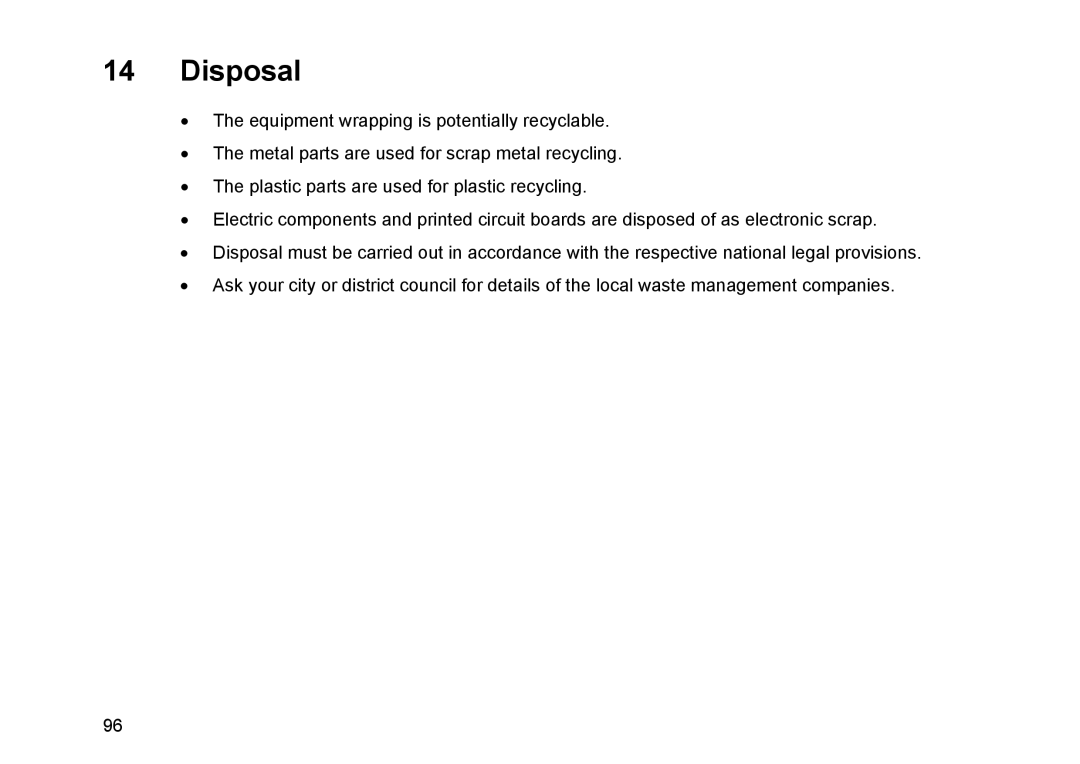 Invacare Topan user manual Disposal 