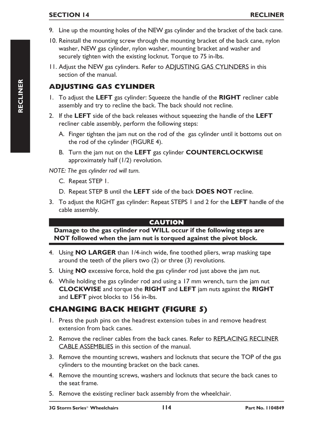 Invacare Torque SP RWD, Ranger X RWD, Arrow RWD service manual Changing Back Height Figure, Adjusting GAS Cylinder 