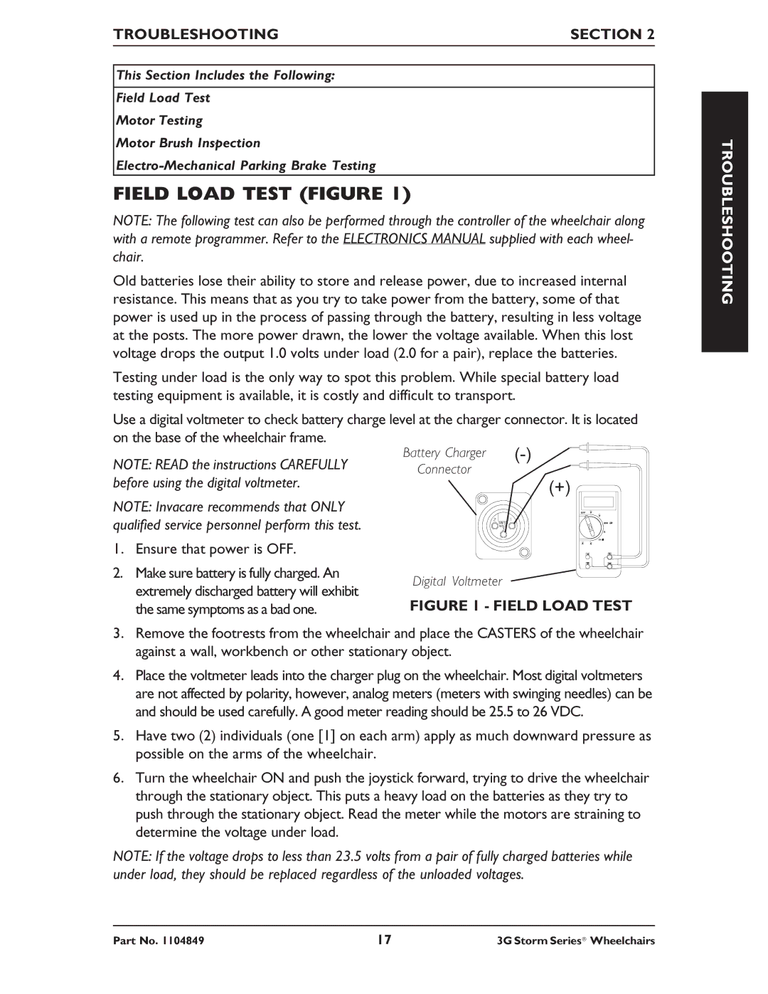 Invacare Arrow RWD, Torque SP RWD, Ranger X RWD service manual Troubleshooting Section, Ensure that power is OFF 