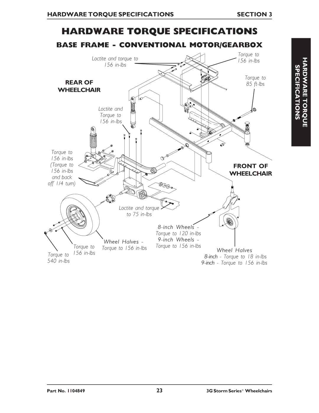 Invacare Arrow RWD, Torque SP RWD, Ranger X RWD service manual Base Frame Conventional MOTOR/GEARBOX, Front 