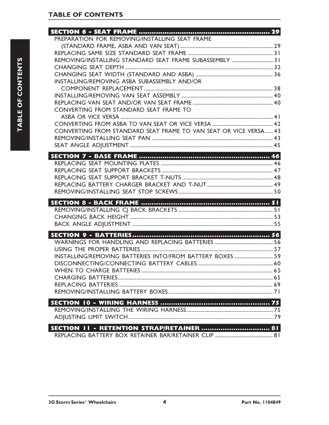 Invacare Ranger X RWD, Torque SP RWD, Arrow RWD service manual Seat Frame 