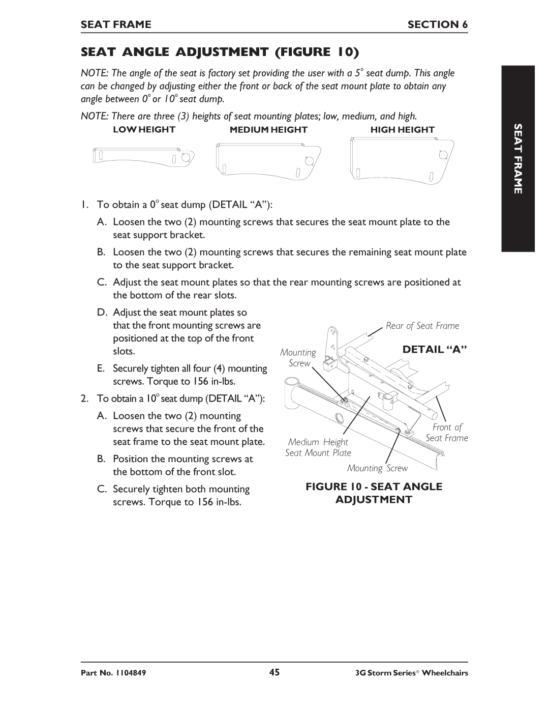 Invacare Torque SP RWD, Ranger X RWD, Arrow RWD service manual Seat Angle Adjustment Figure 