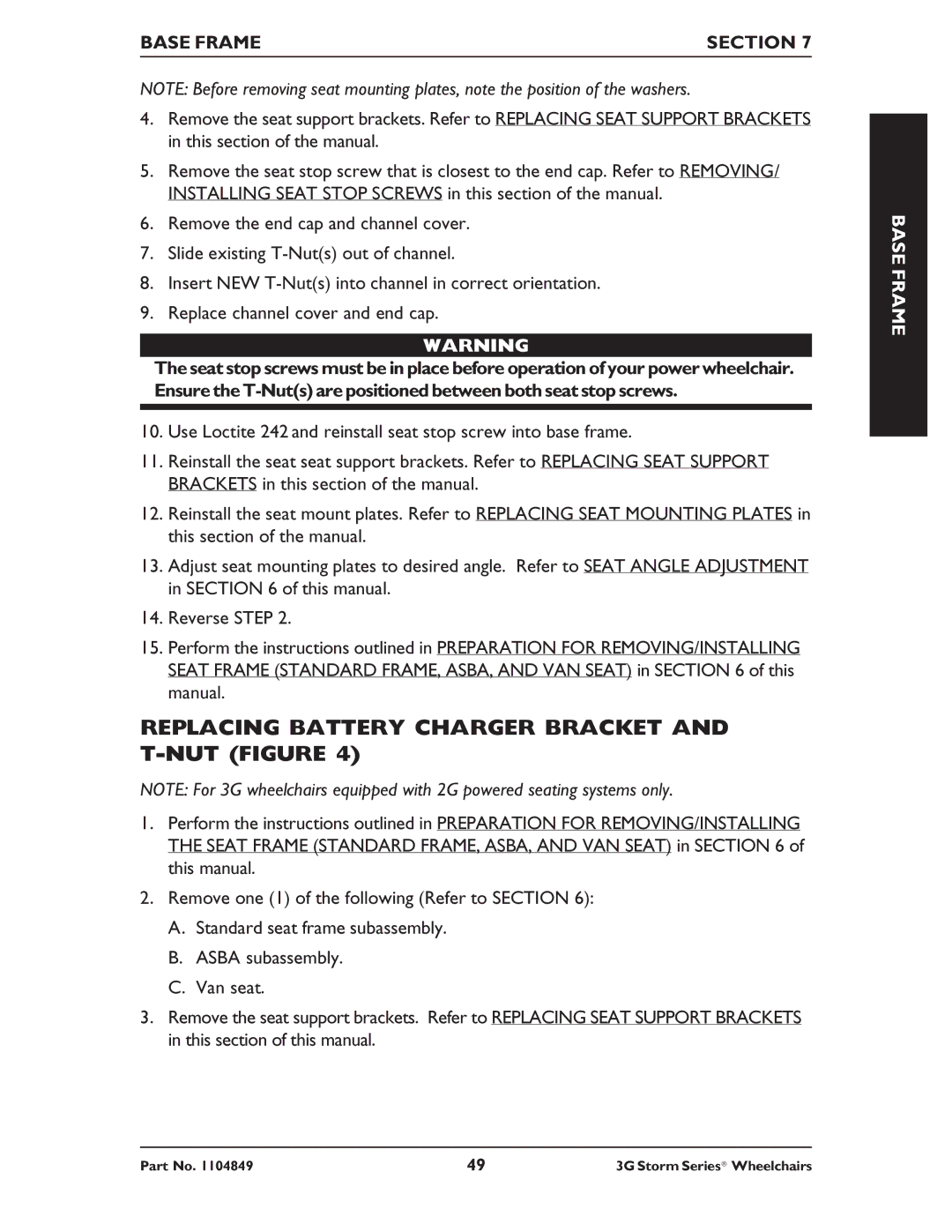 Invacare Ranger X RWD, Torque SP RWD, Arrow RWD service manual Replacing Battery Charger Bracket and T-NUT Figure 