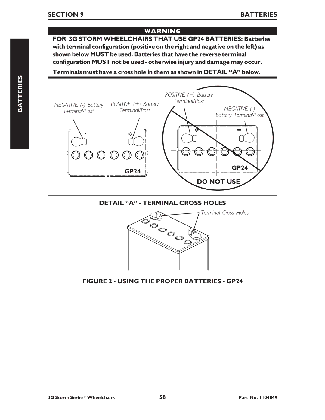 Invacare Ranger X RWD, Torque SP RWD, Arrow RWD service manual Using the Proper Batteries GP24 