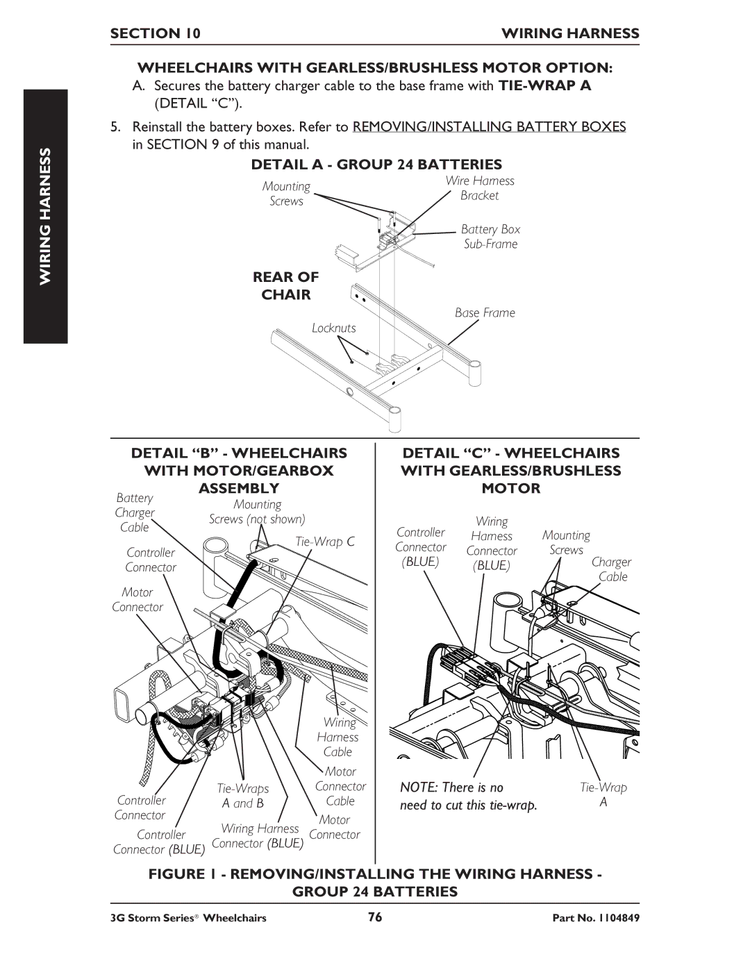 Invacare Ranger X RWD, Torque SP RWD, Arrow RWD service manual Harness, Wiring 