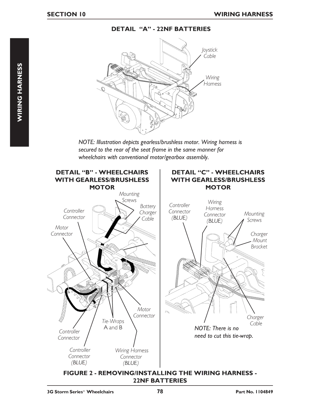 Invacare Torque SP RWD, Ranger X RWD, Arrow RWD service manual Section Wiring Harness Detail a 22NF Batteries 