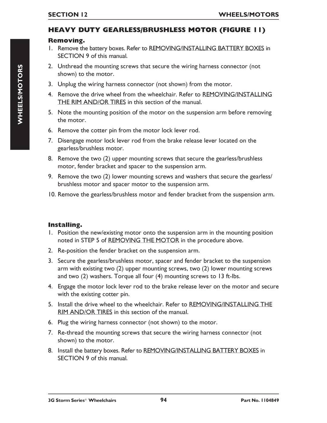 Invacare Ranger X RWD, Torque SP RWD, Arrow RWD service manual Heavy Duty GEARLESS/BRUSHLESS Motor Figure 