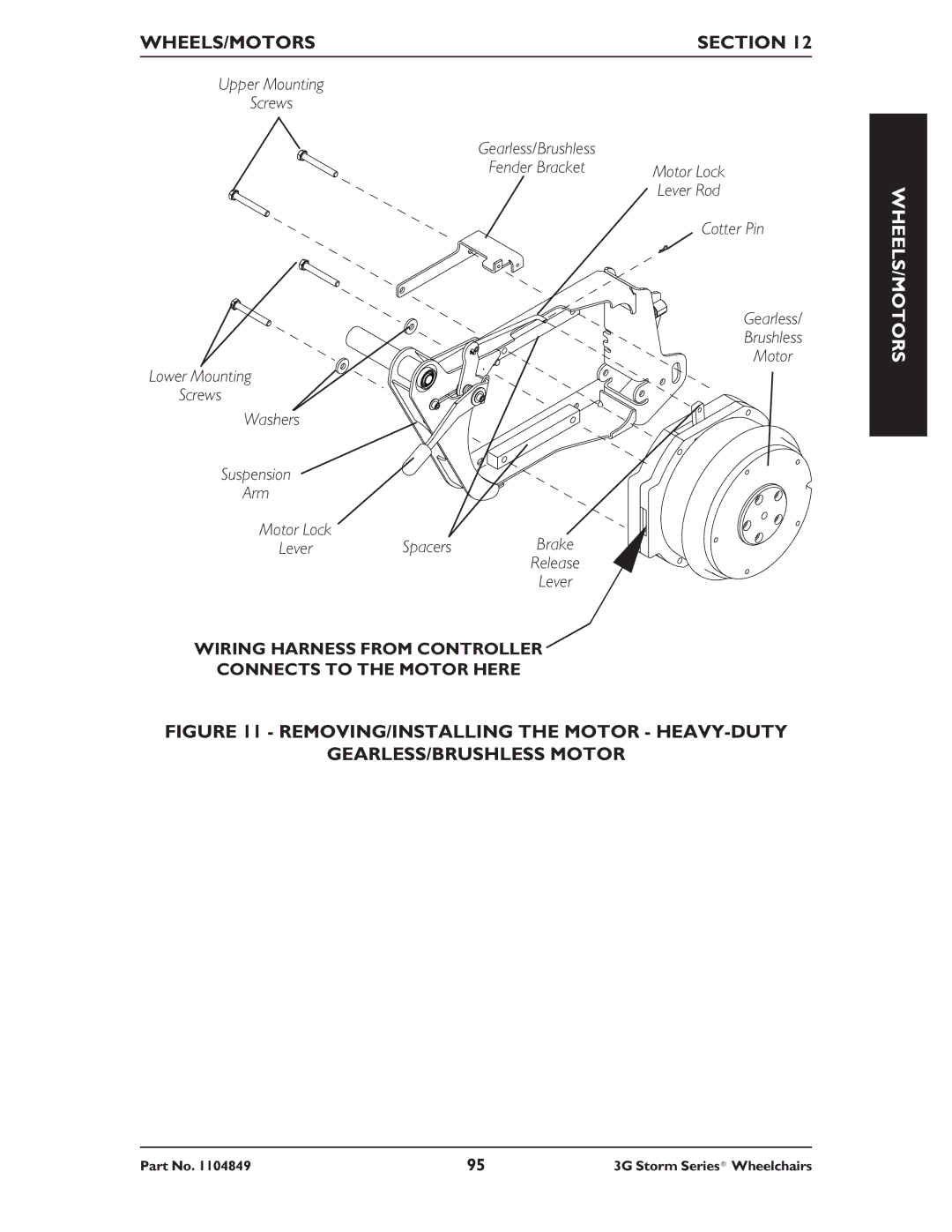 Invacare Arrow RWD, Torque SP RWD, Ranger X RWD service manual Wiring Harness from Controller Connects to the Motor Here 