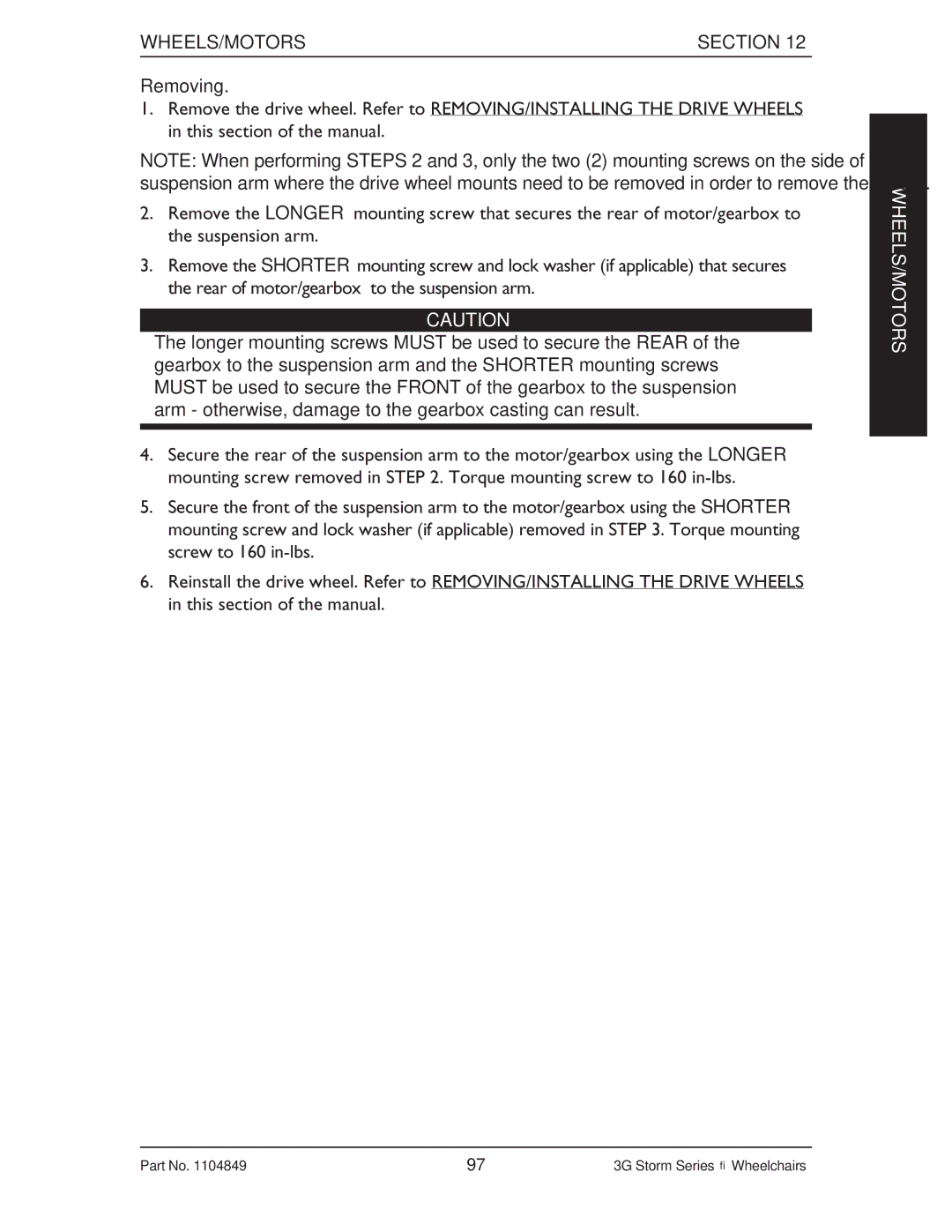 Invacare Ranger X RWD, Torque SP RWD, Arrow RWD service manual Wheels/Motors 