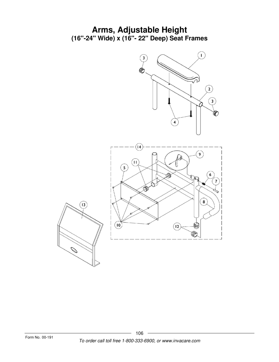 Invacare TorqueTM 3, TorqueTM SE, TorqueTM SP, Ranger XTM, Arrow manual Wide x 16- 22 Deep Seat Frames 