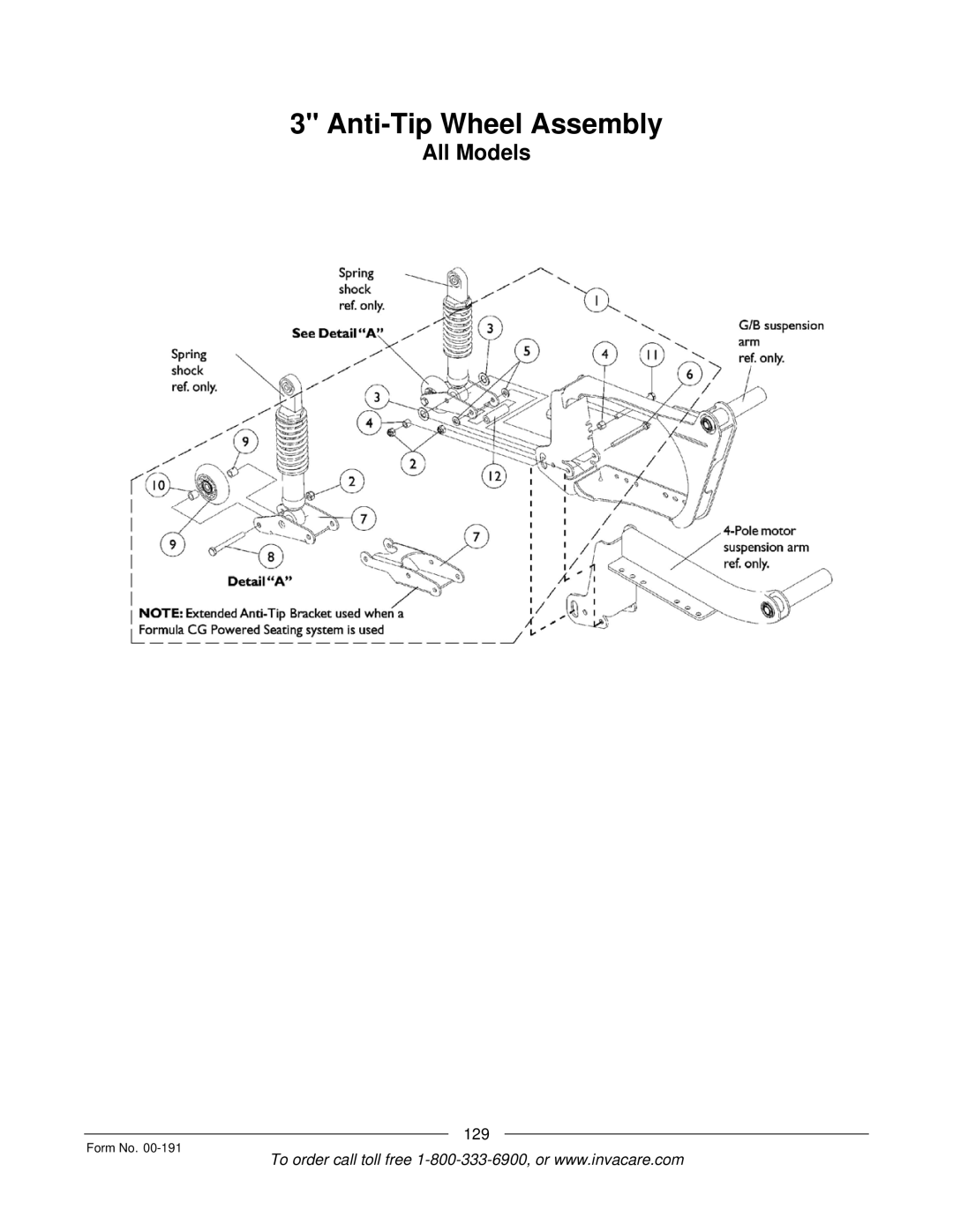 Invacare TorqueTM SE, TorqueTM SP, TorqueTM 3, Ranger XTM, Arrow manual Anti-Tip Wheel Assembly 