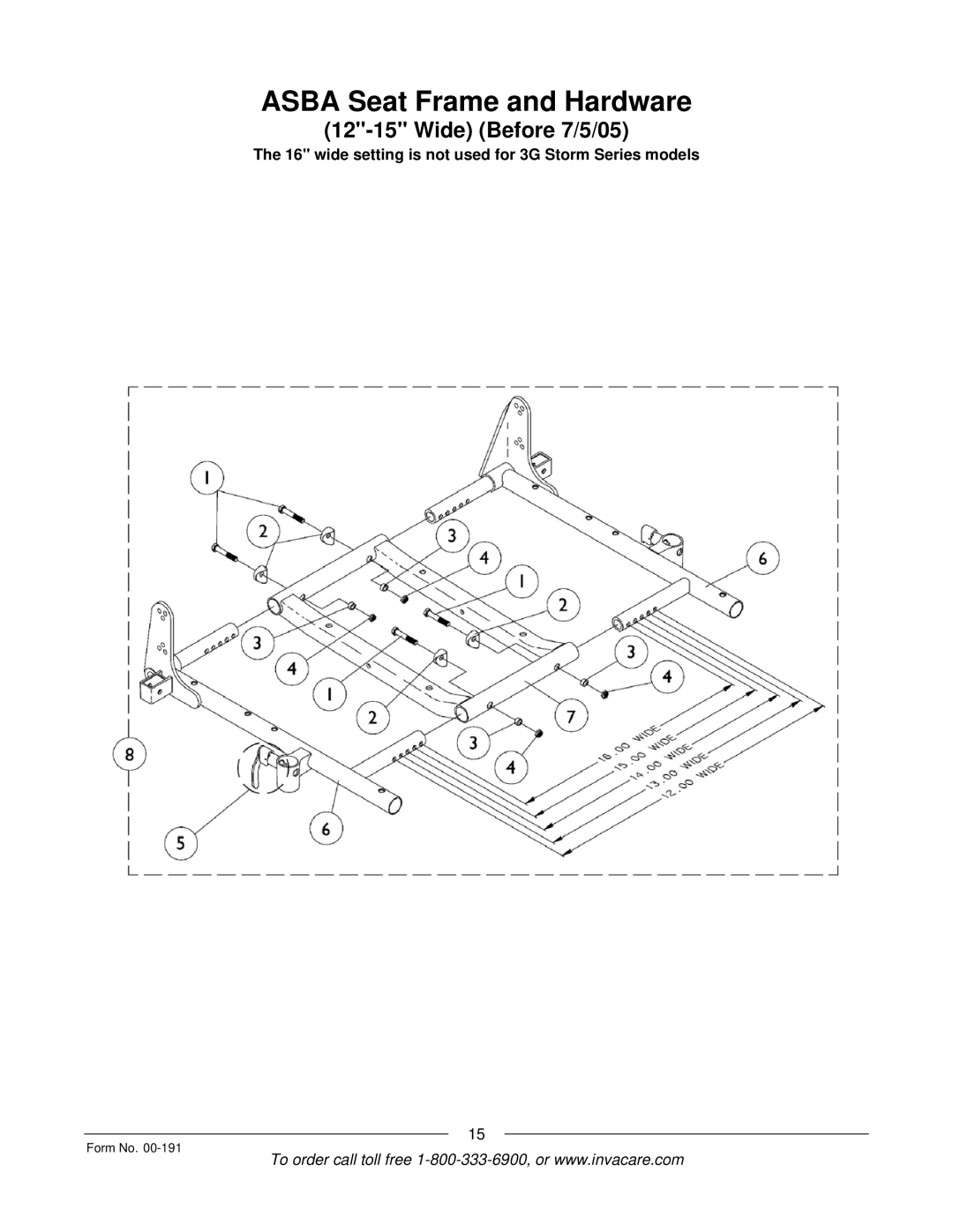 Invacare TorqueTM SP, TorqueTM SE, TorqueTM 3, Ranger XTM, Arrow manual Asba Seat Frame and Hardware 