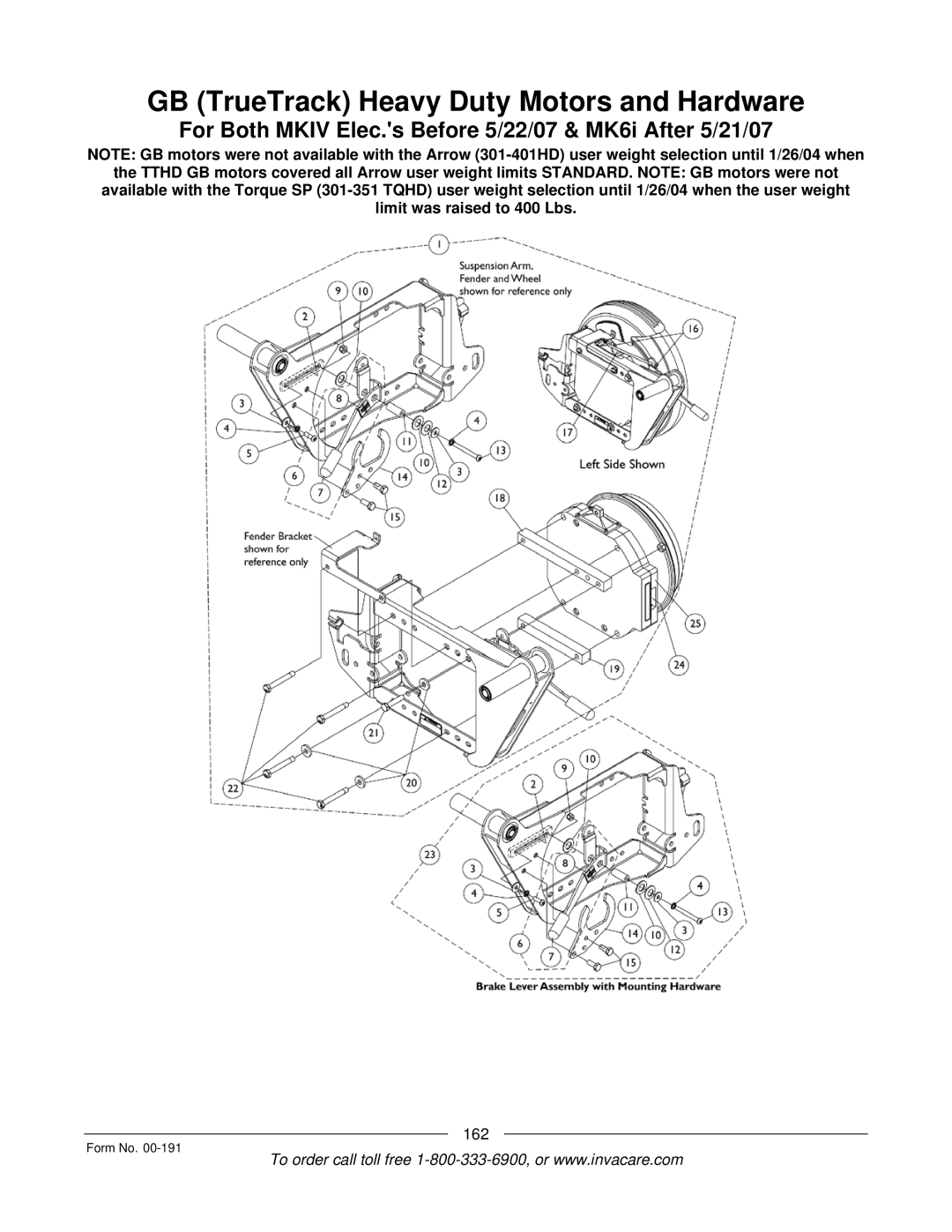 Invacare Ranger XTM GB TrueTrack Heavy Duty Motors and Hardware, For Both Mkiv Elec.s Before 5/22/07 & MK6i After 5/21/07 