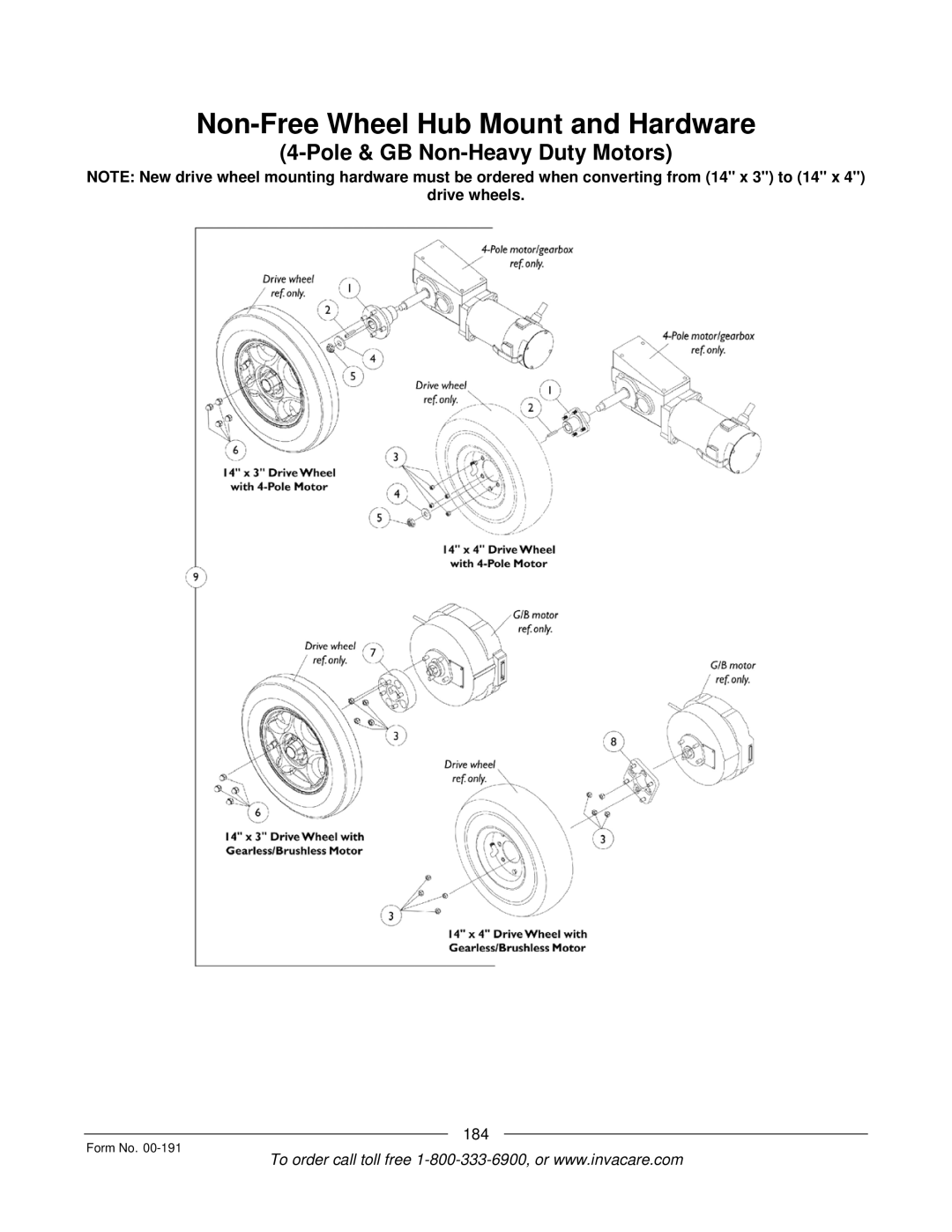 Invacare TorqueTM SE, TorqueTM SP, TorqueTM 3, Ranger XTM, Arrow manual Non-Free Wheel Hub Mount and Hardware 