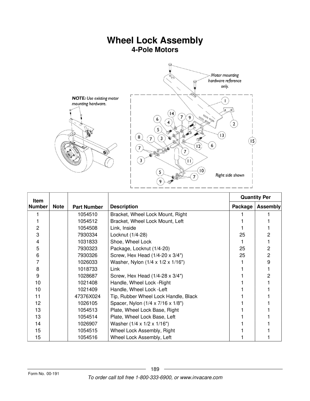 Invacare TorqueTM SE, TorqueTM SP, TorqueTM 3, Ranger XTM, Arrow manual Wheel Lock Assembly 