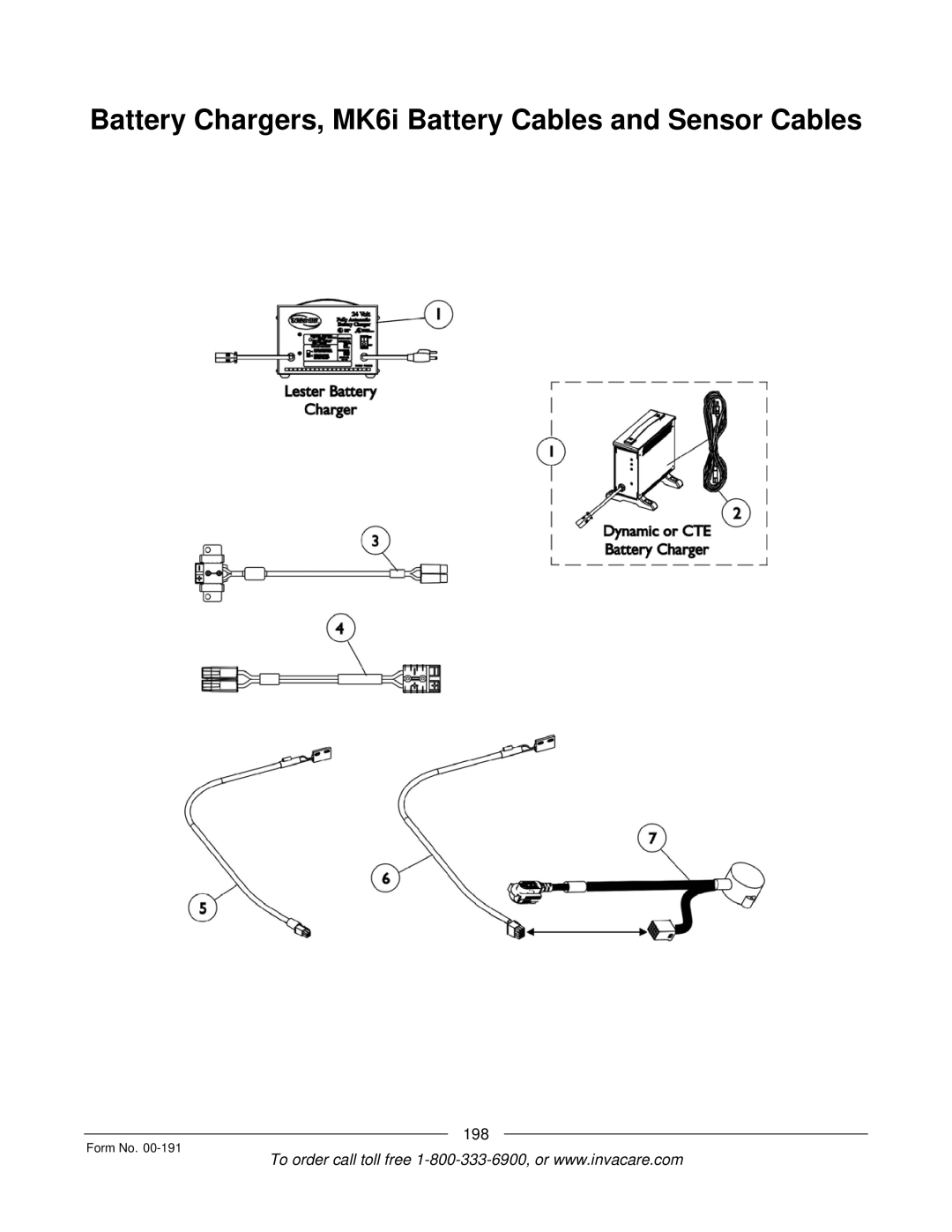 Invacare Arrow, TorqueTM SE, TorqueTM SP, TorqueTM 3, Ranger XTM manual Battery Chargers, MK6i Battery Cables and Sensor Cables 