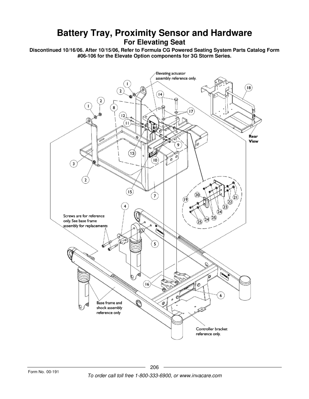 Invacare TorqueTM 3, TorqueTM SE, TorqueTM SP, Ranger XTM, Arrow manual Battery Tray, Proximity Sensor and Hardware 