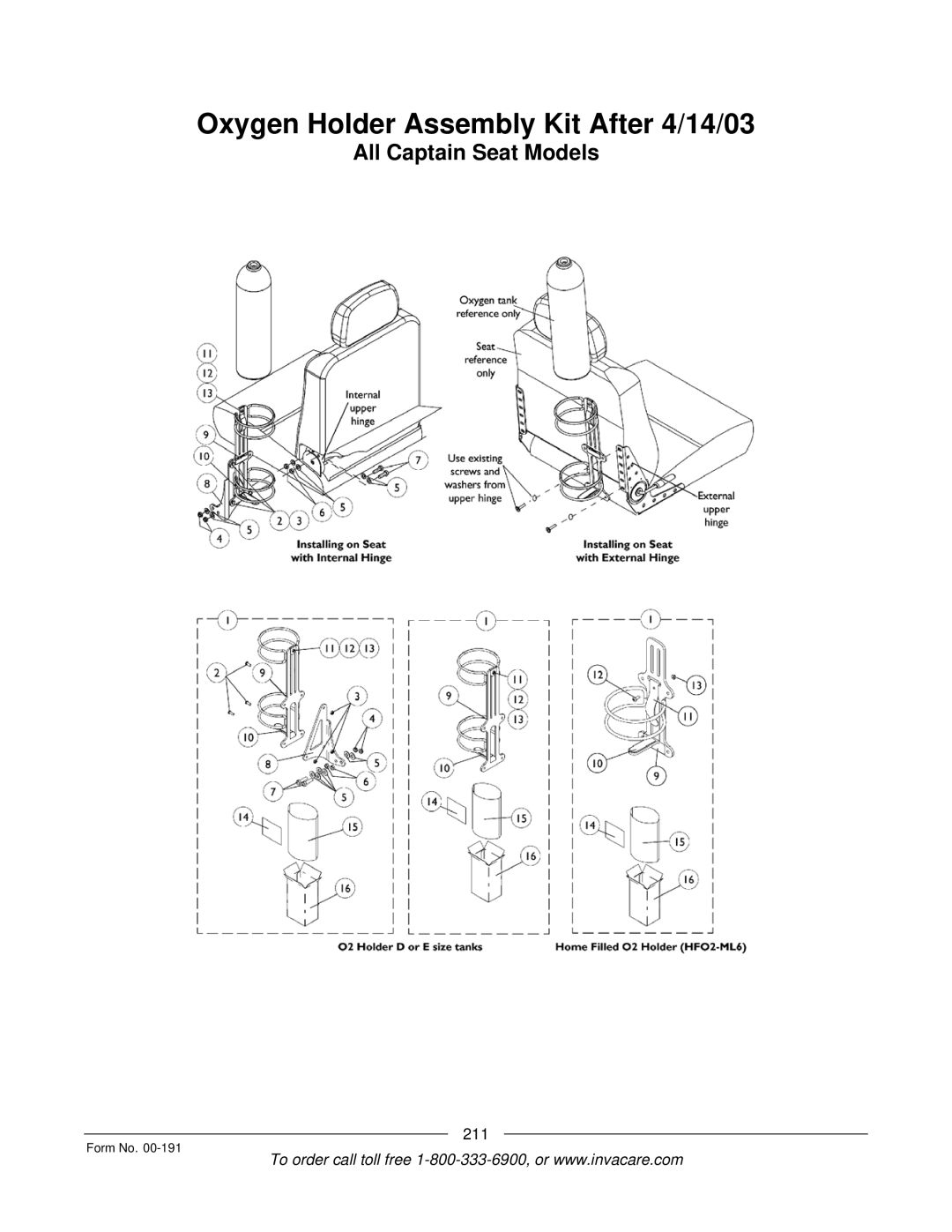 Invacare TorqueTM 3, TorqueTM SE, TorqueTM SP, Ranger XTM, Arrow manual Oxygen Holder Assembly Kit After 4/14/03 