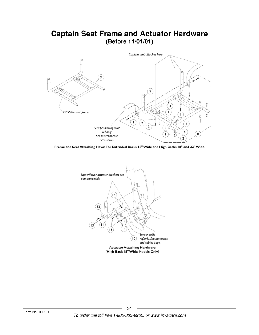 Invacare TorqueTM SE, TorqueTM SP, TorqueTM 3, Ranger XTM, Arrow manual Captain Seat Frame and Actuator Hardware 