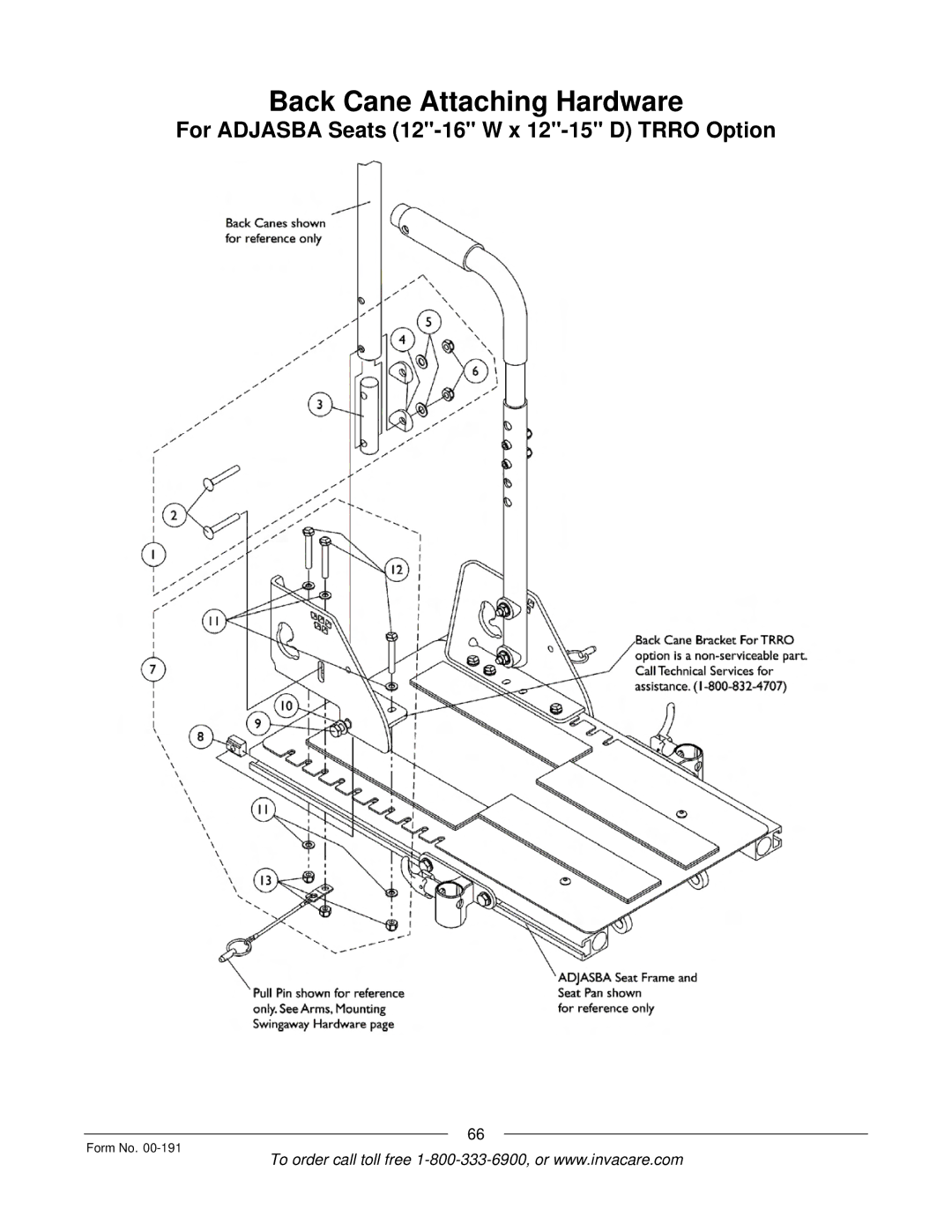 Invacare TorqueTM 3, TorqueTM SE, TorqueTM SP, Ranger XTM, Arrow manual For Adjasba Seats 12-16 W x 12-15 D Trro Option 