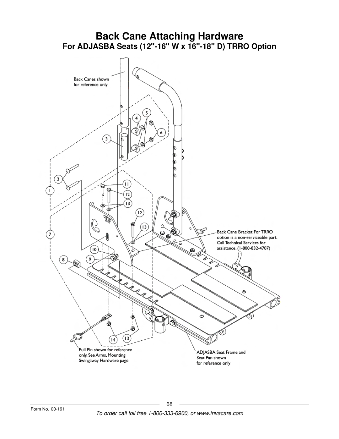 Invacare Arrow, TorqueTM SE, TorqueTM SP, TorqueTM 3, Ranger XTM manual For Adjasba Seats 12-16 W x 16-18 D Trro Option 