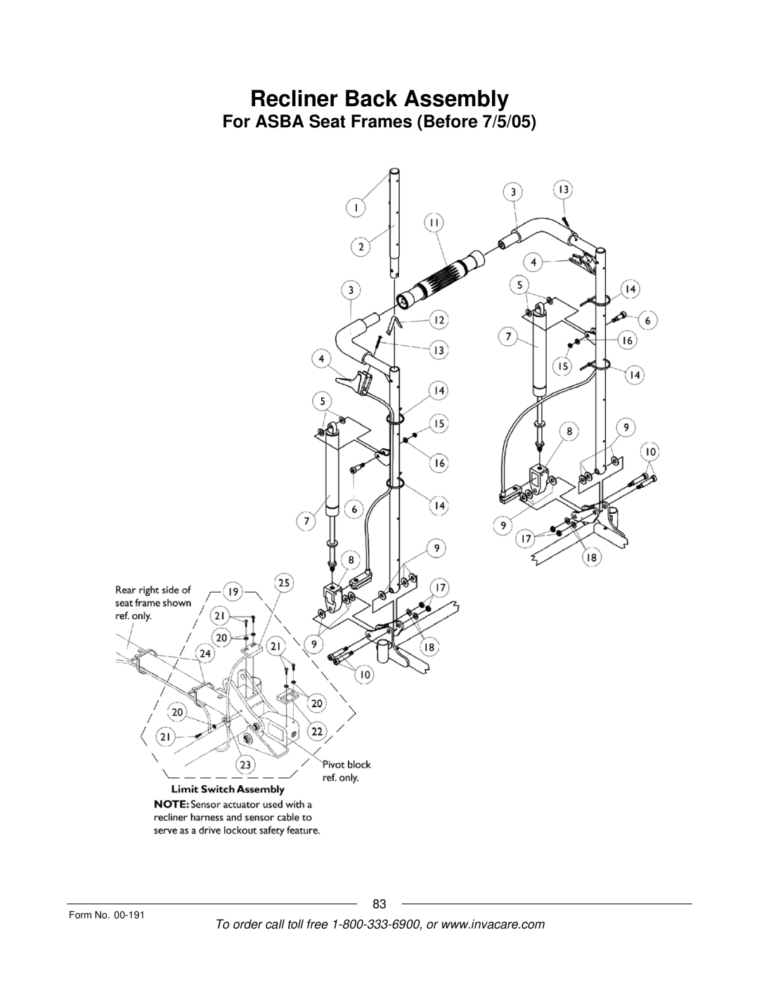 Invacare Arrow, TorqueTM SE, TorqueTM SP, TorqueTM 3, Ranger XTM manual Recliner Back Assembly 