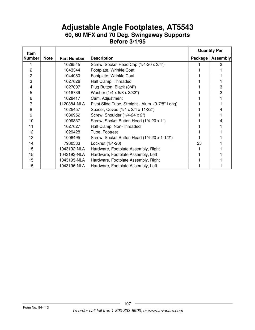 Invacare TorqueTM manual 107 