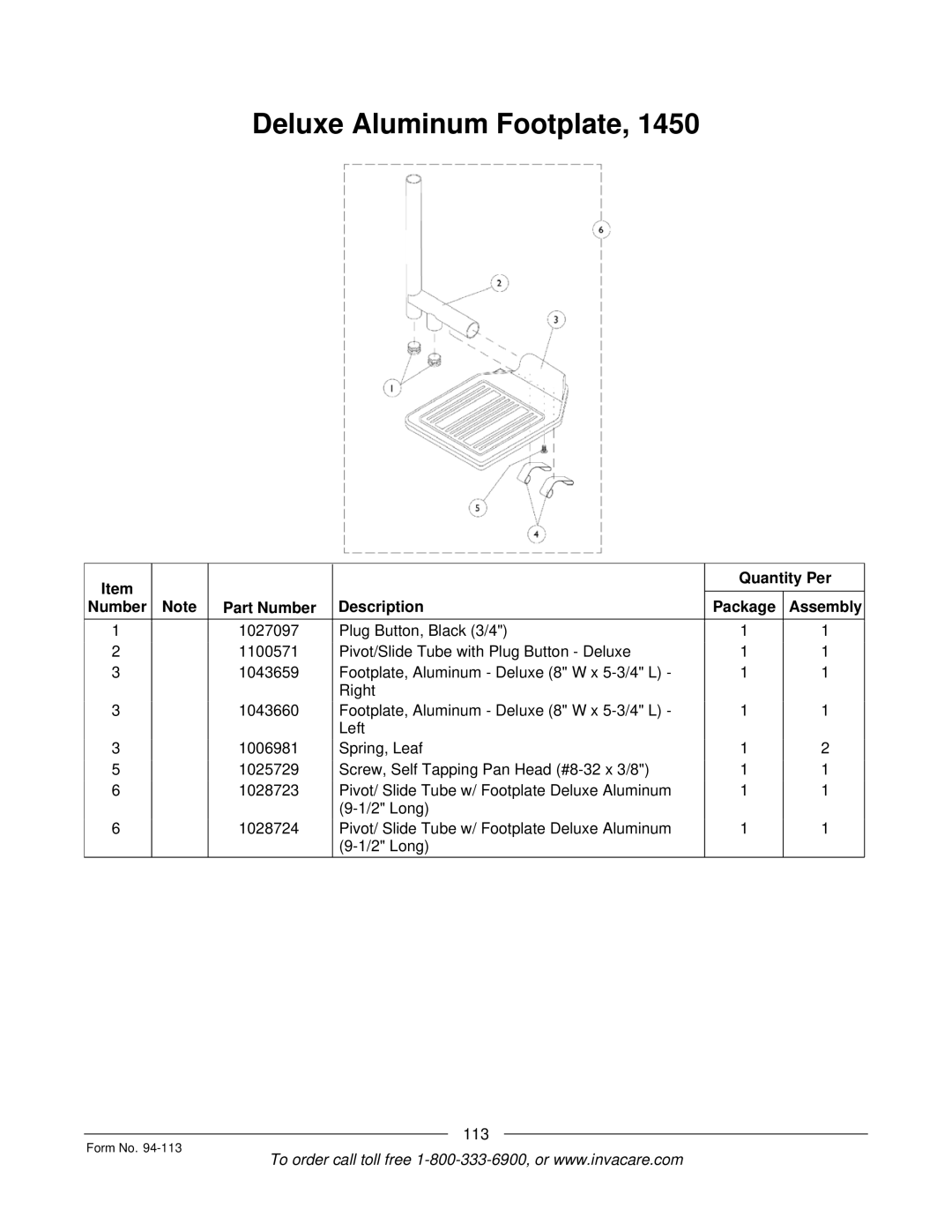 Invacare TorqueTM manual Deluxe Aluminum Footplate 