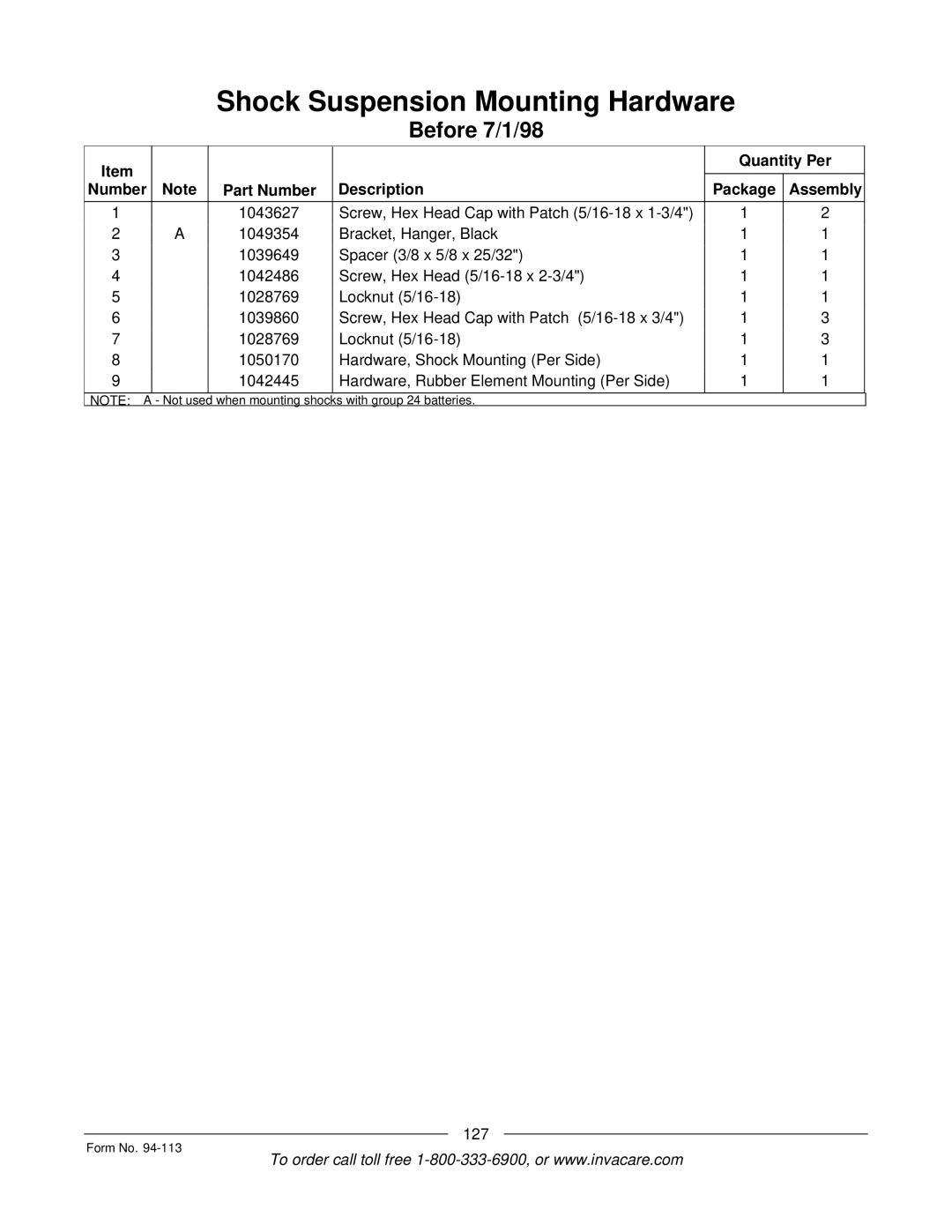 Invacare TorqueTM manual 127 