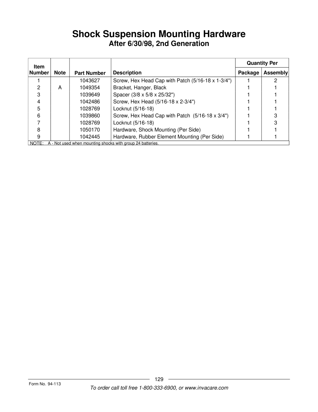 Invacare TorqueTM manual 129 