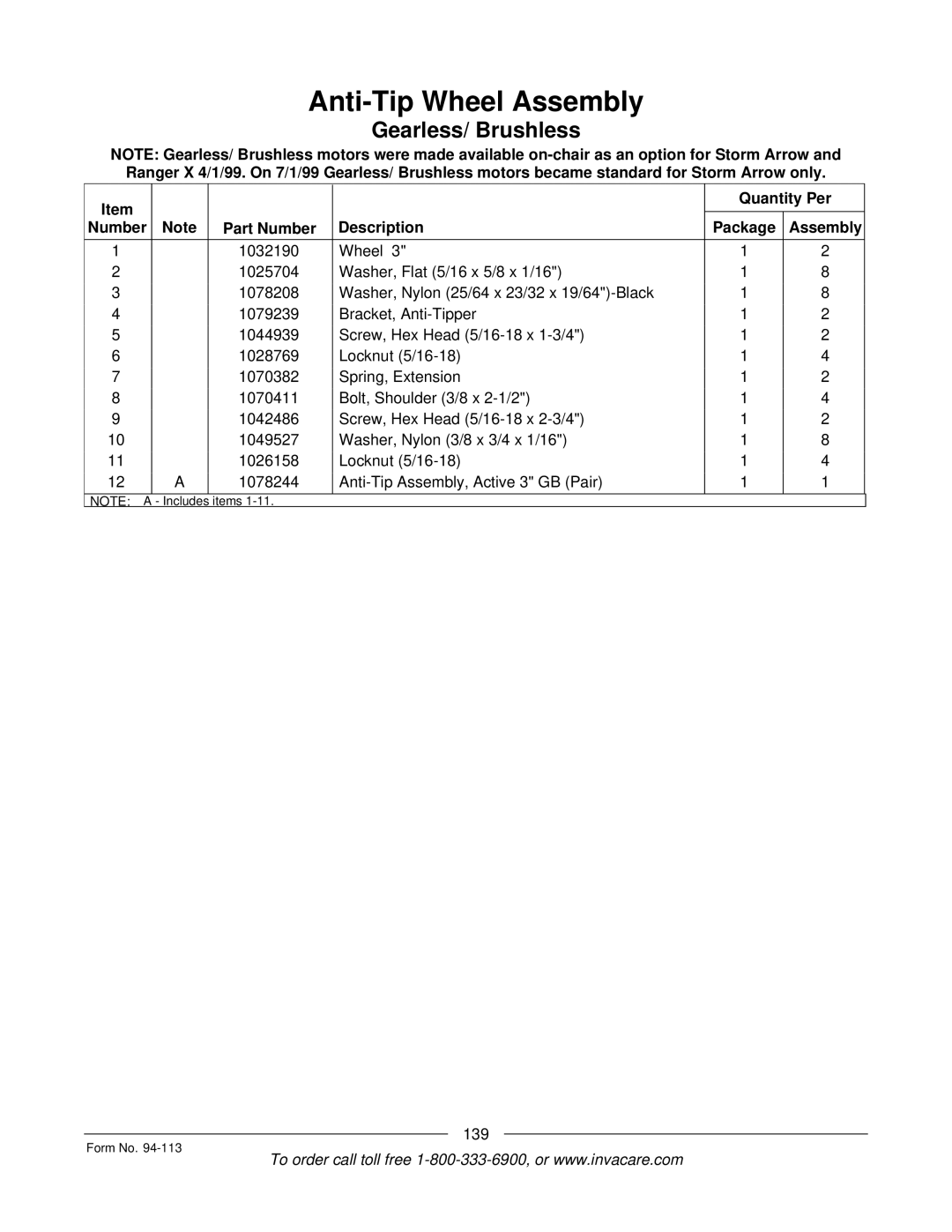 Invacare TorqueTM manual 139 