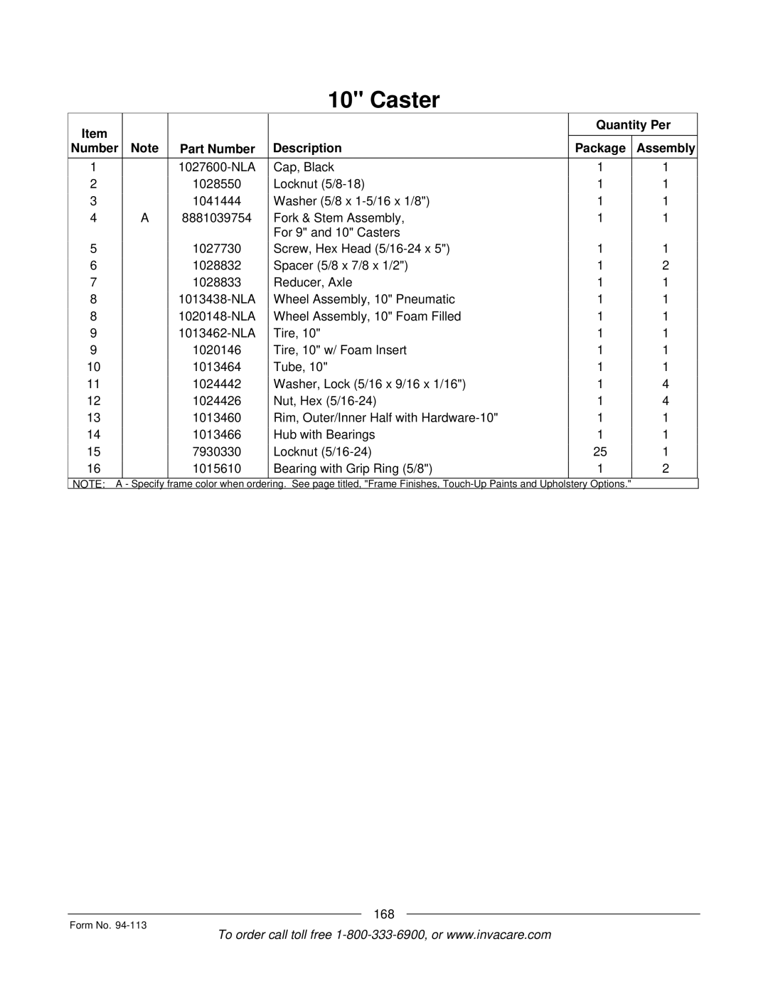 Invacare TorqueTM manual 168 